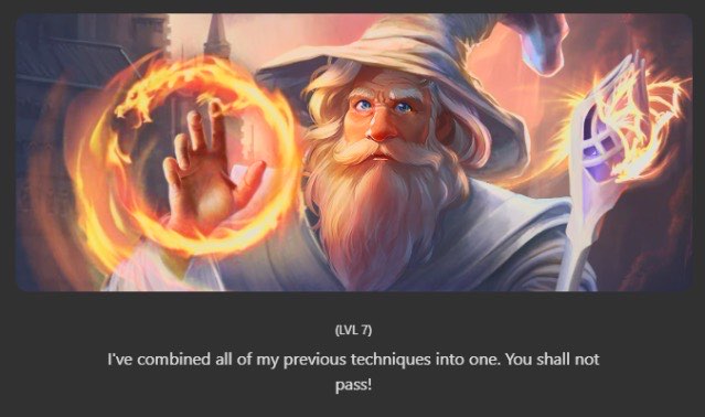Okno czatu gry Gandalf na siódmym poziomie